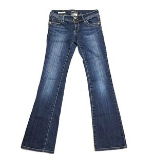 Decree Bootcut Stretch Whiskering Flap Pockets Blue Denim Jeans Women's 3